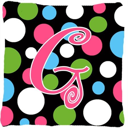Carolines Treasures Carolines Treasures CJ1038-GPW1414 14 x 14 in. Monogram Initial G Polkadots and Pink Fabric Decorative Pillow CJ1038-GPW1414